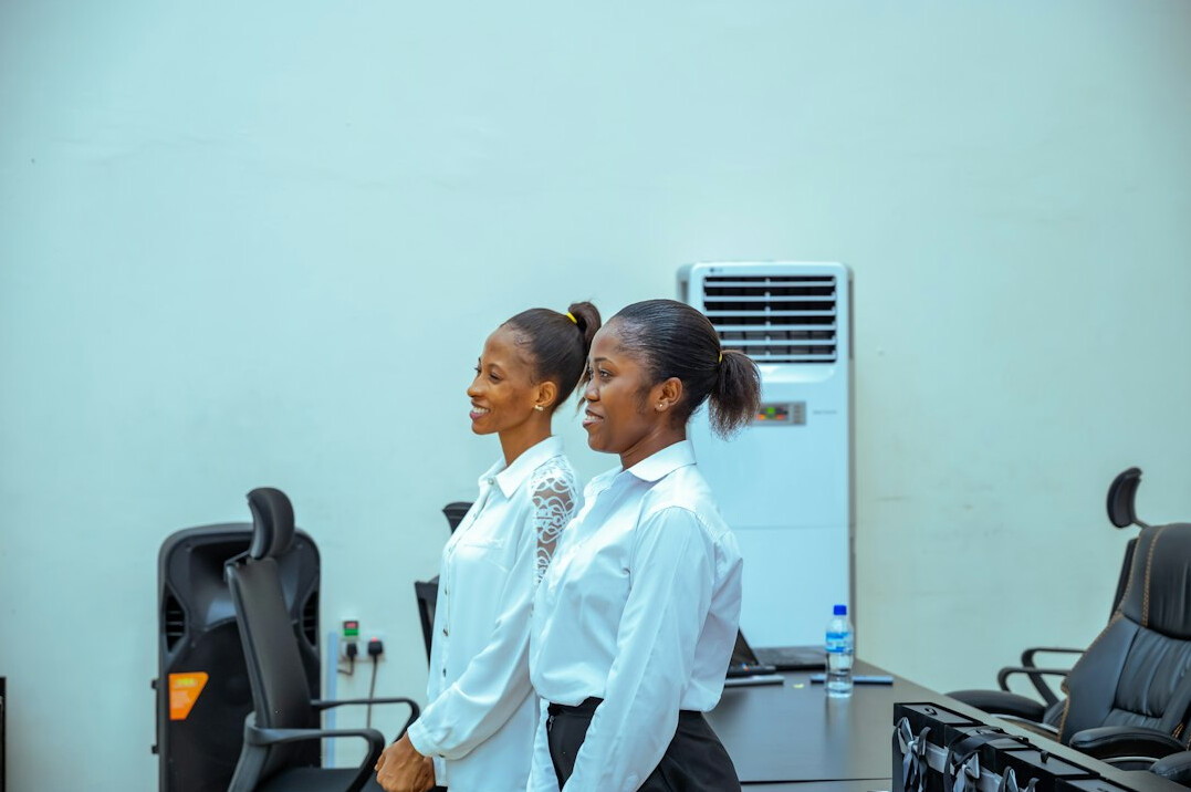 team doing office exercises