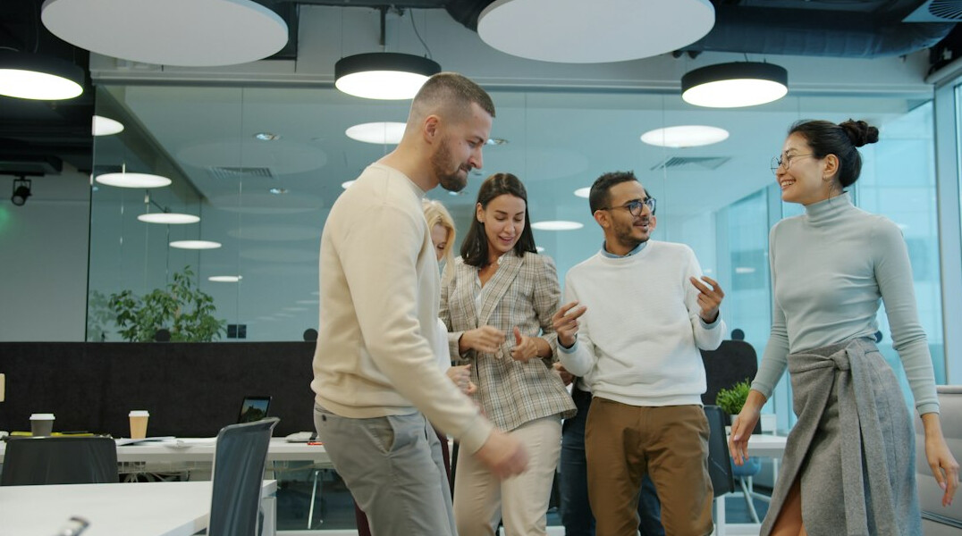 group yoga in office